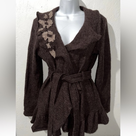 Cynthia Rowley Jackets & Blazers - 100% wool Cynthia Rowley Womens Ruffle Tie Waist Wool cardigan